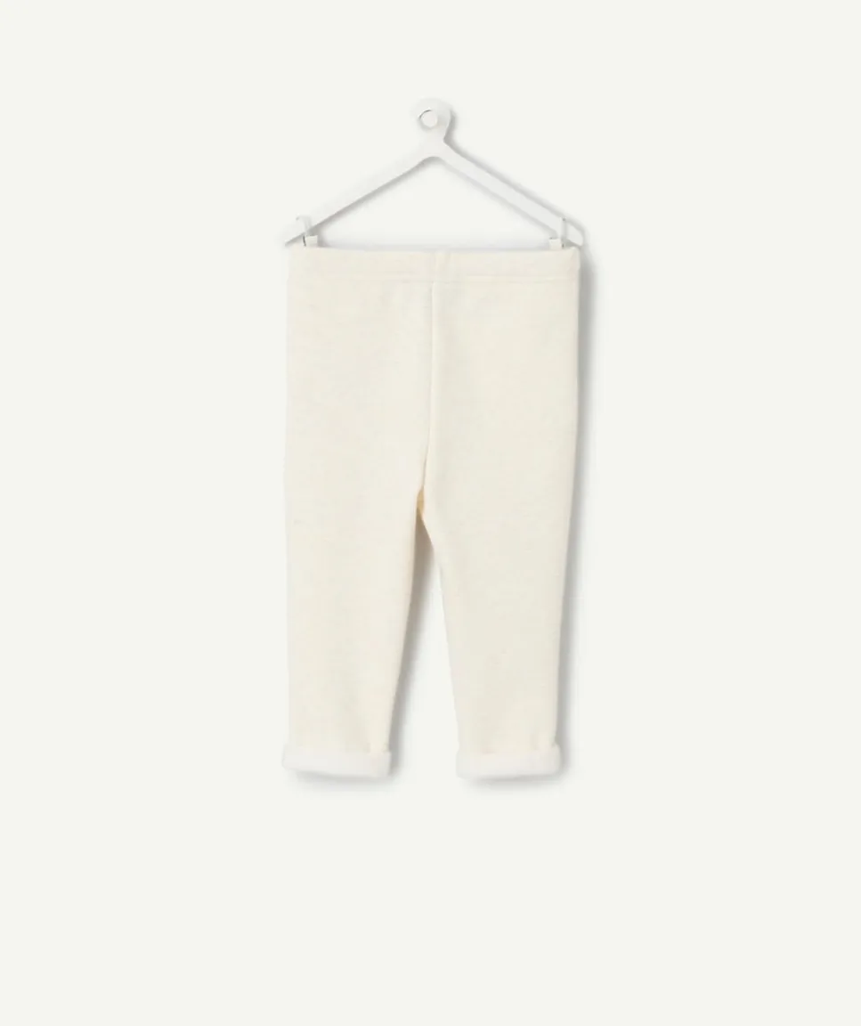 Legging bébé fille en fibres recyclées écru chiné avec noeud