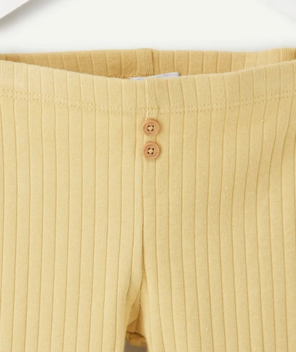 Legging bébé garçon jaune côtelé