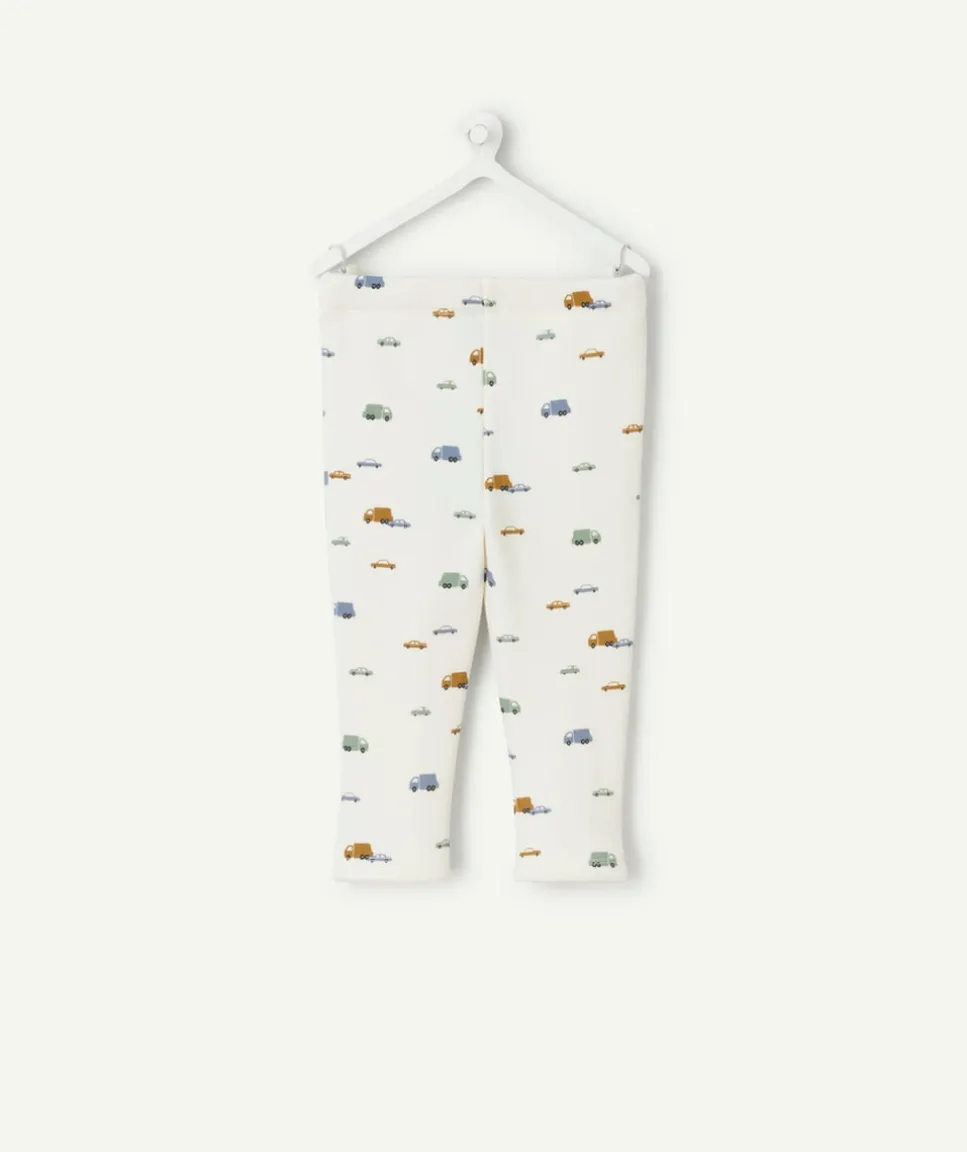 Legging blanc bébé garçon imprimé voitures