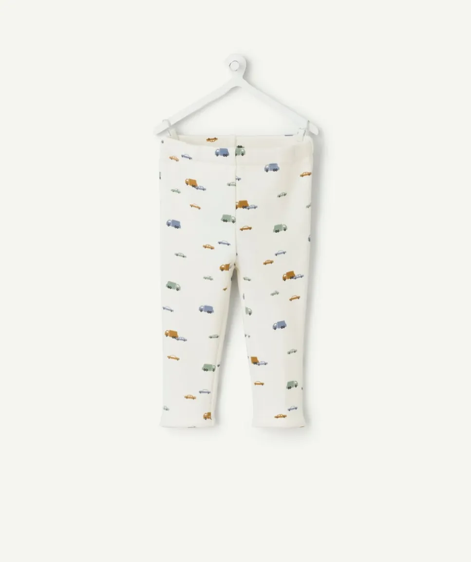 Legging blanc bébé garçon imprimé voitures