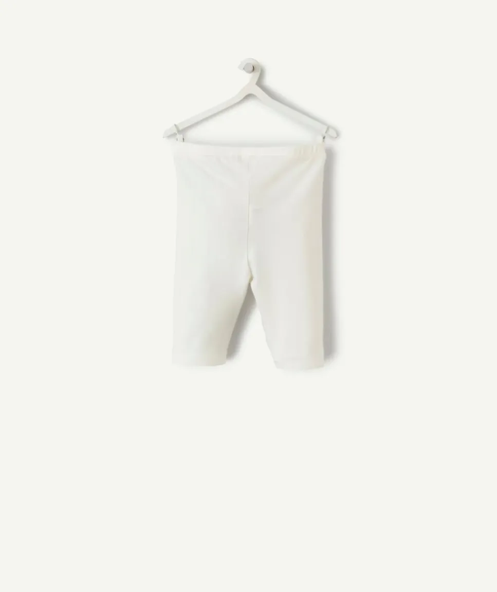 Legging court bébé fille en coton biologique blanc