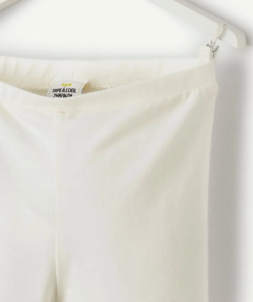 Legging court bébé fille en coton biologique blanc