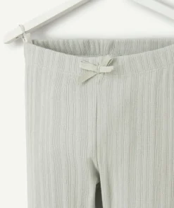 Legging court fille en coton bio vert côtelé