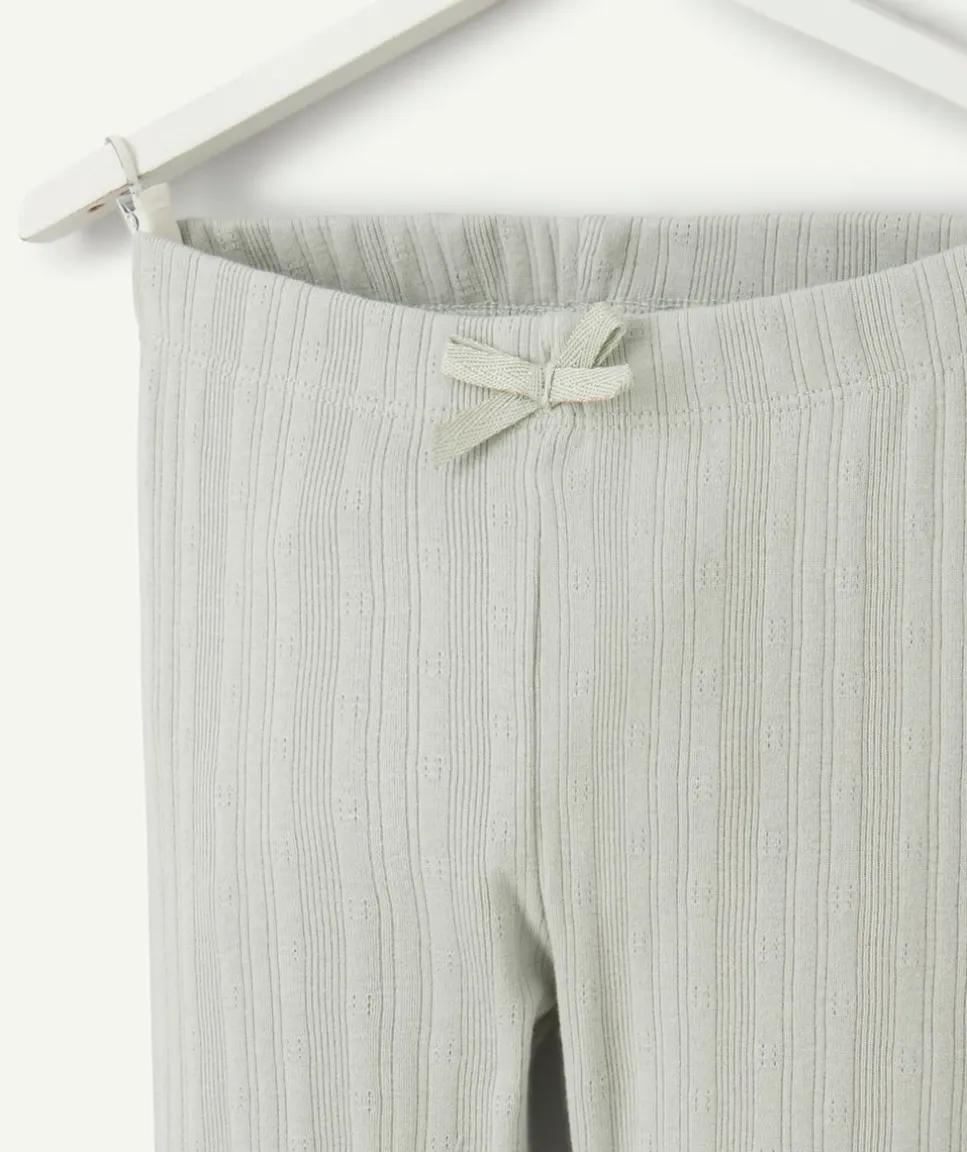 Legging court fille en coton bio vert côtelé