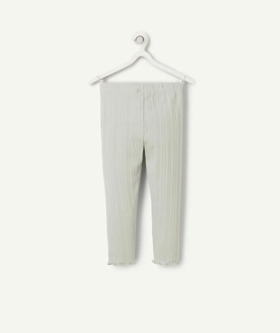 Legging court fille en coton bio vert côtelé