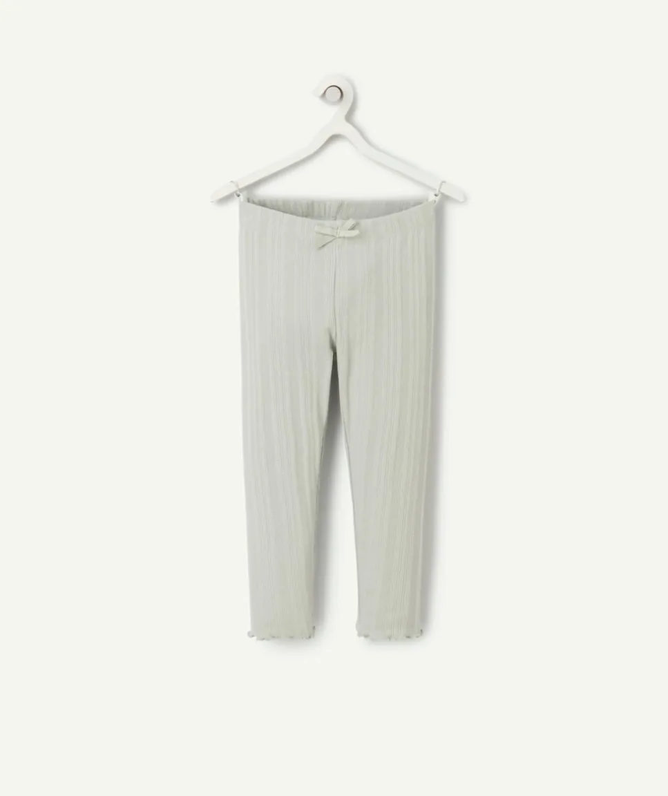 Legging court fille en coton bio vert côtelé