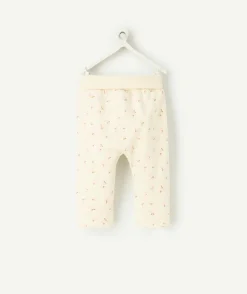 Legging écru naissance fille imprimé floral