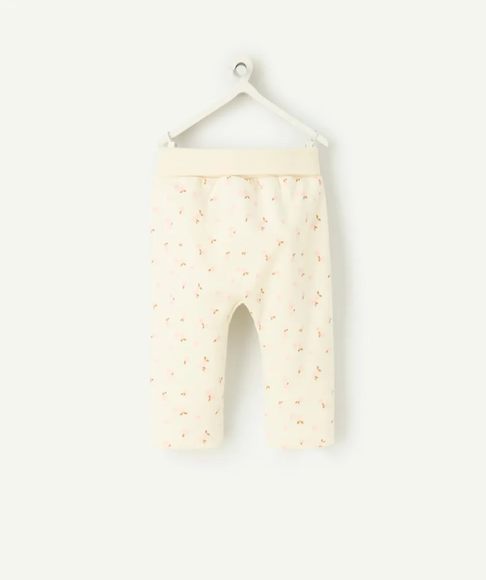Legging écru naissance fille imprimé floral