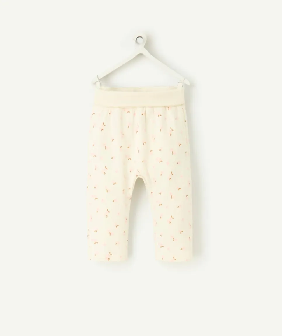 Legging écru naissance fille imprimé floral