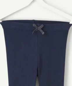 Legging fille bleu marine avec nœud