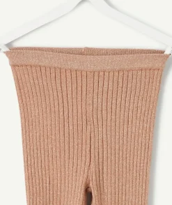 Legging fille côtelé marron