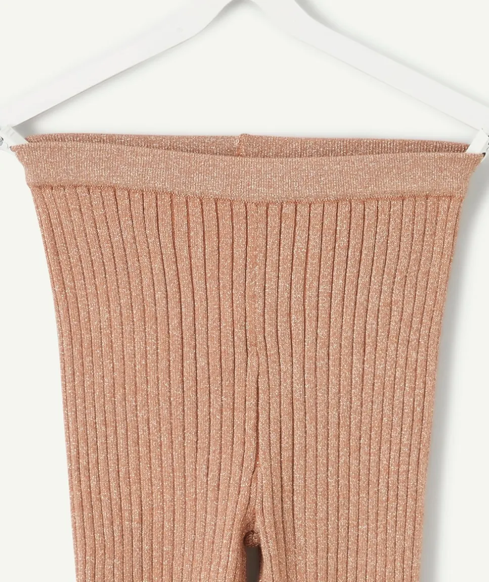 Legging fille côtelé marron