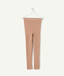 Legging fille côtelé marron