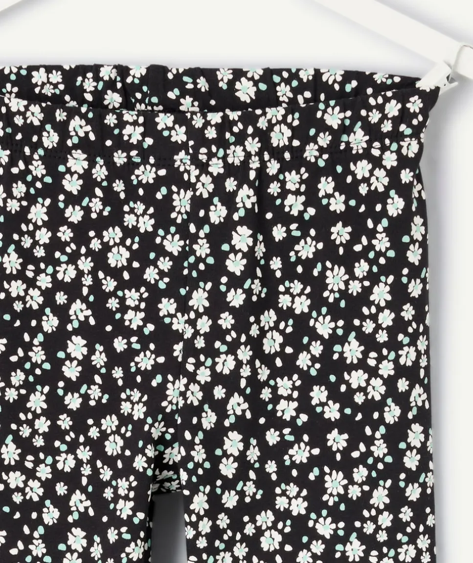 Legging fille imprimé floral noir