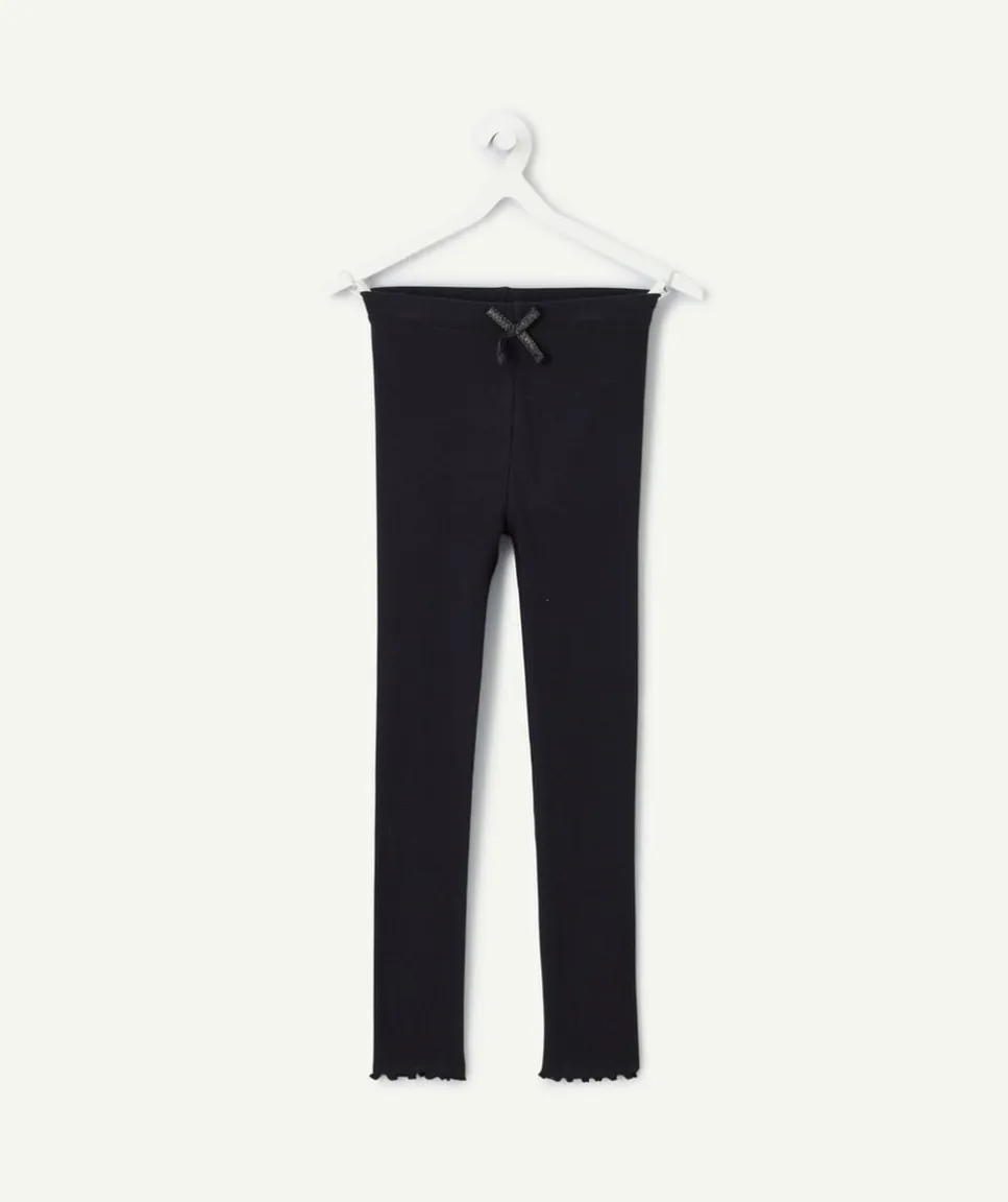 Legging fille noir cotelé