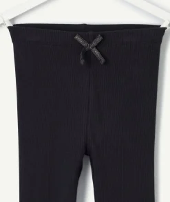 Legging fille noir cotelé