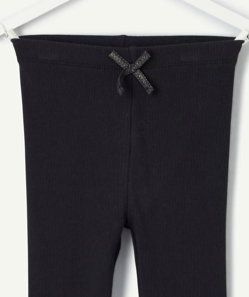 Legging fille noir cotelé