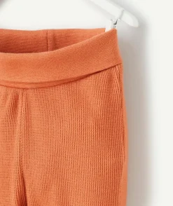 Legging naissance en coton biologique nid d'abeille marron orangé