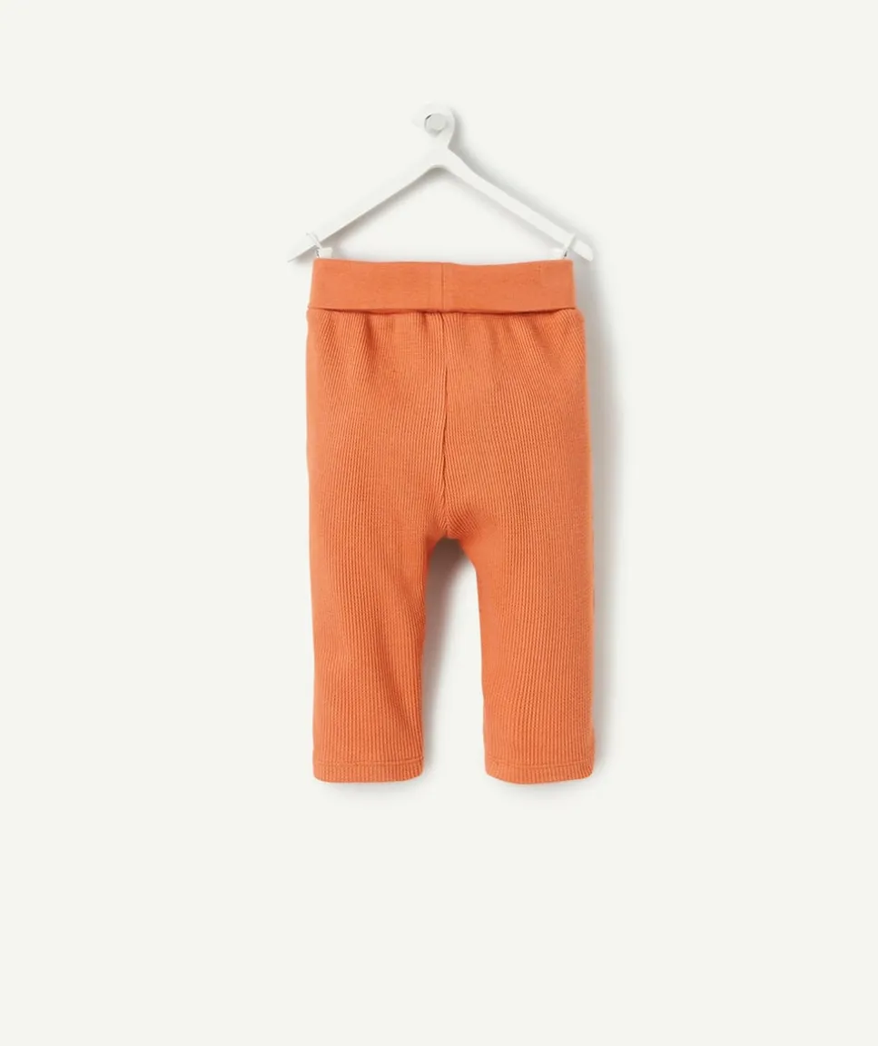 Legging naissance en coton biologique nid d'abeille marron orangé
