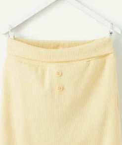 Legging naissance fille jaune côtelé