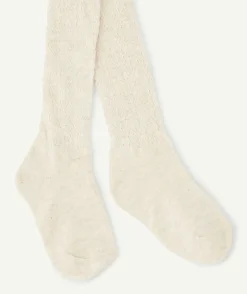 Les collants bébé fille en tricot écru
