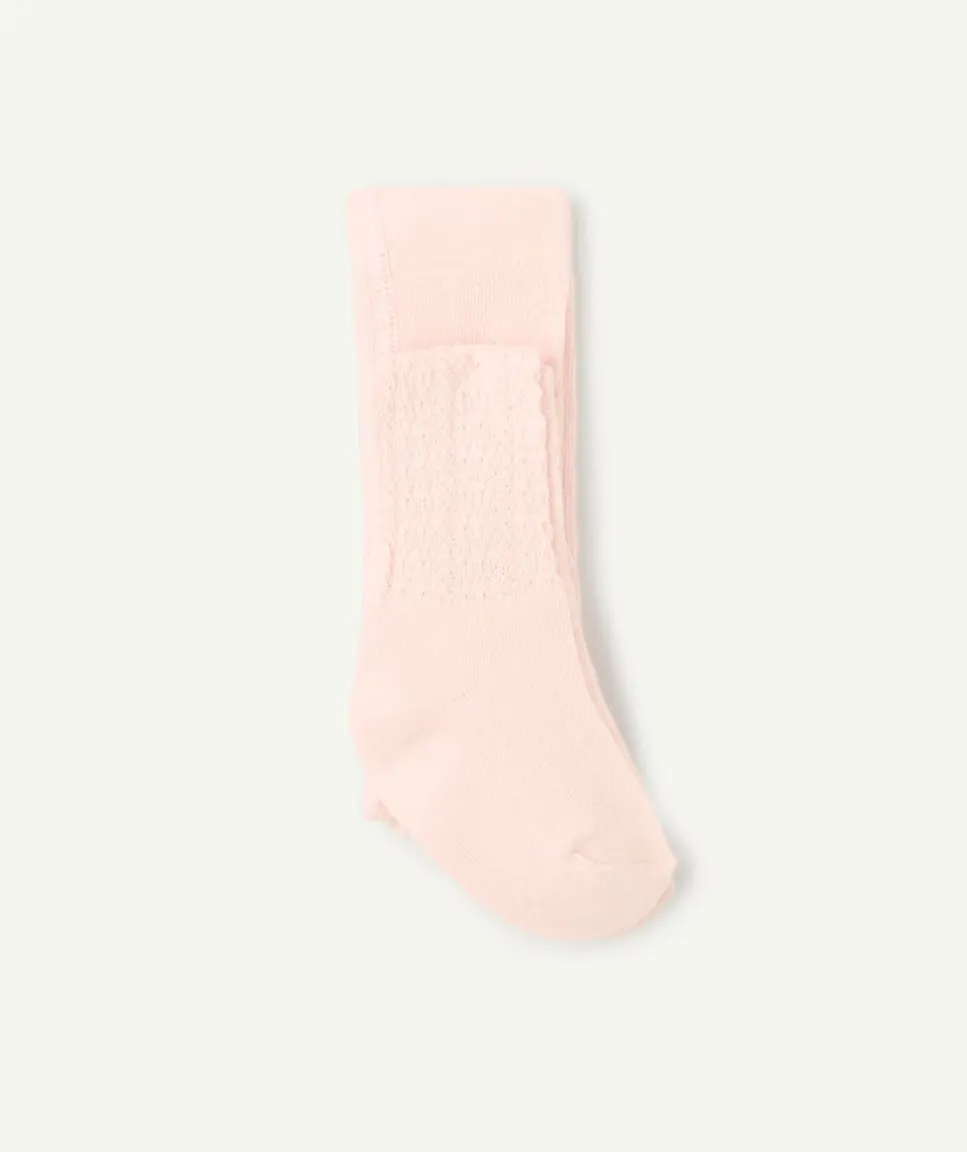 Les collants bébé fille en tricot rose pâle