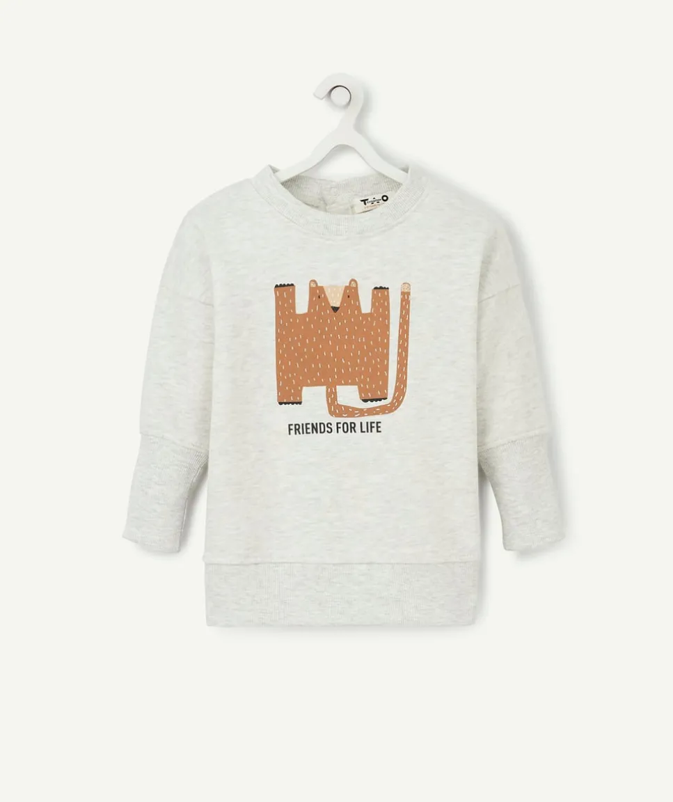 Le sweat évolutif écru chiné en coton pima