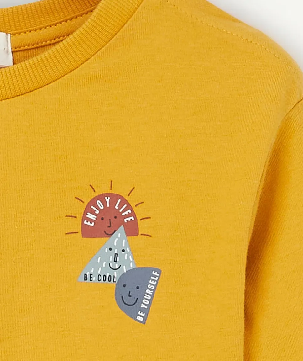 Le t-shirt évolutif manches longues jaune en coton pima
