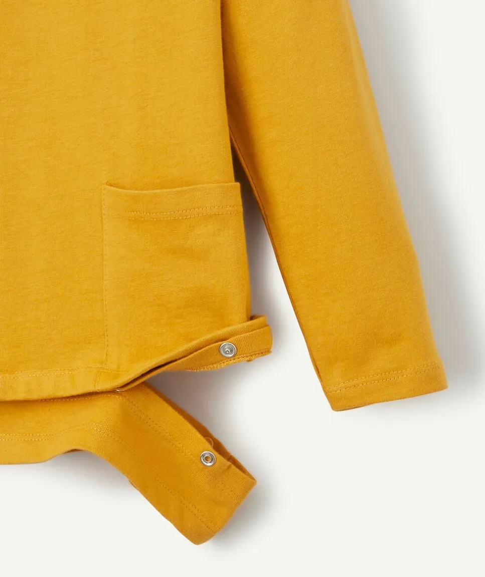 Le t-shirt évolutif manches longues jaune en coton pima