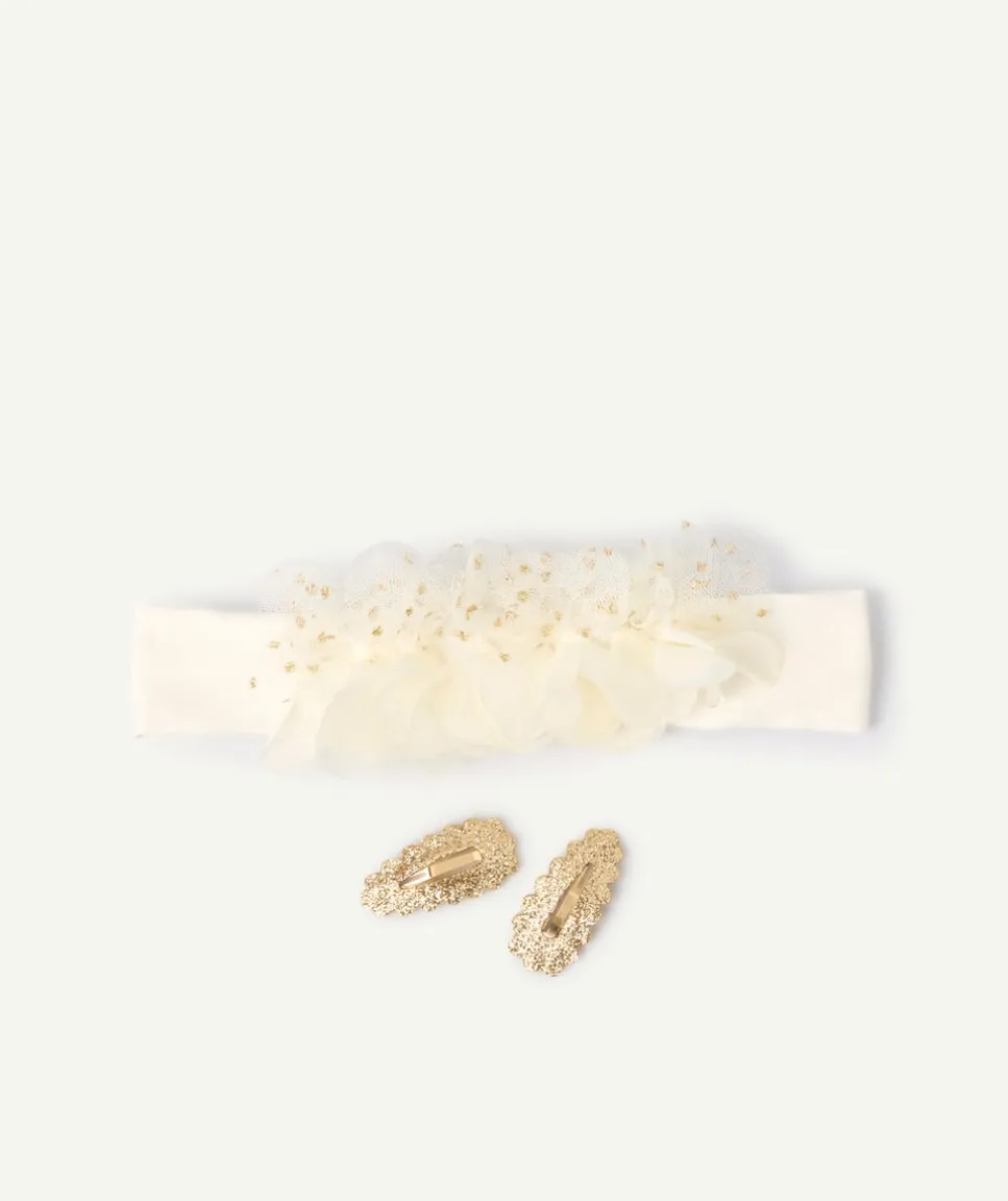 Lot bandeau et barrettes aux détails dorés