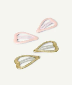 Lot barrettes cœur bébé fille rose et pailleté