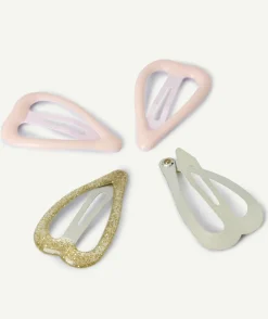Lot barrettes cœur bébé fille rose et pailleté
