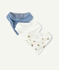 Lot 3 bavoirs bandana bébé garçon imprimé ourson