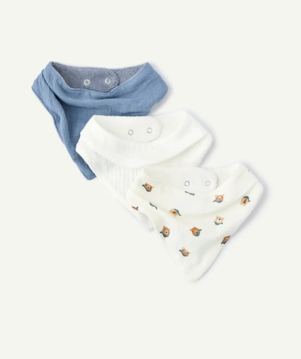 Lot 3 bavoirs bandana bébé garçon imprimé ourson