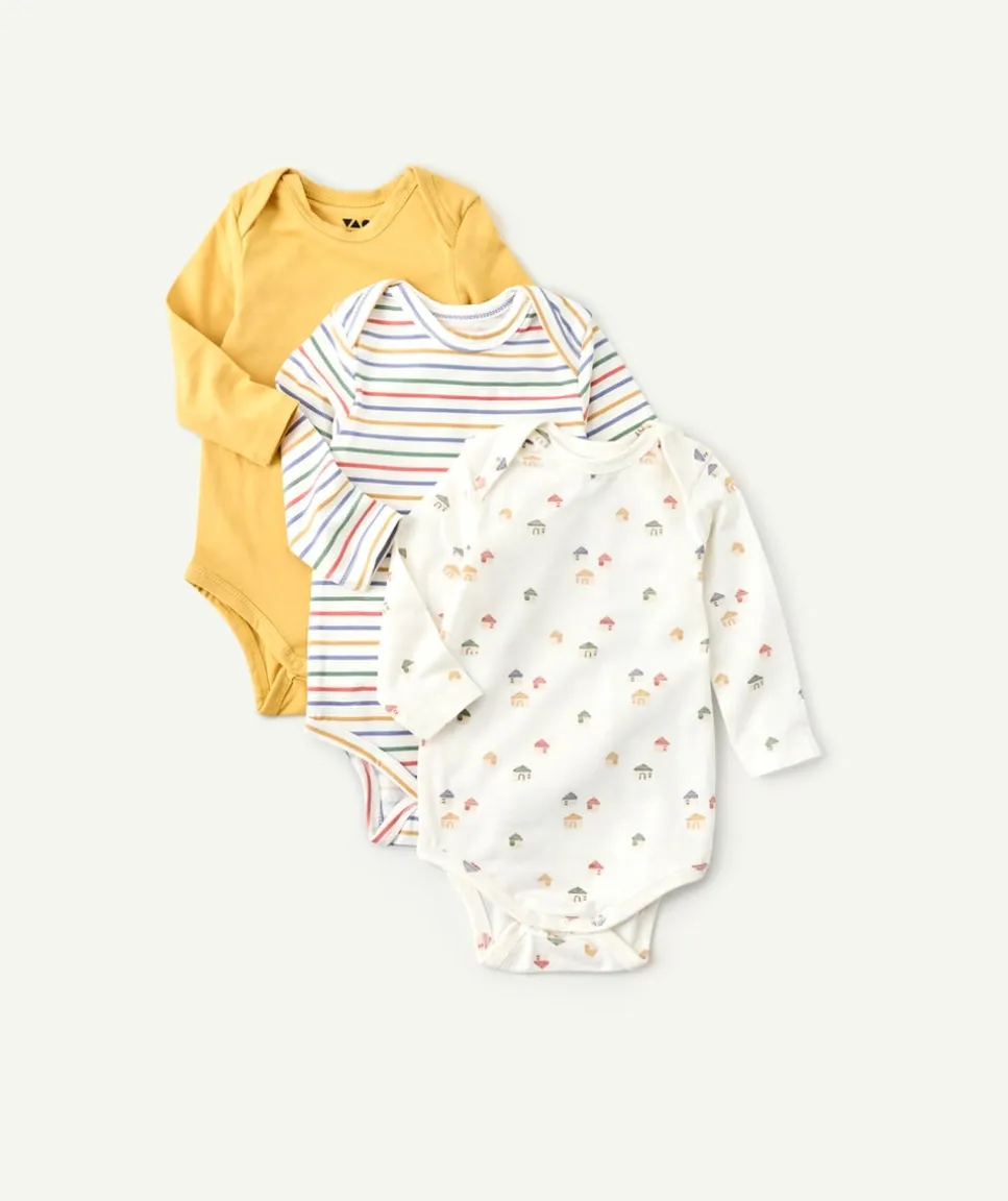 Lot 3 bodies bébé garçon jaune, rayé et imprimé