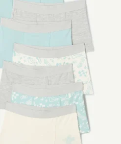 Lot 7 boxers garçon coton imprimés pastel
