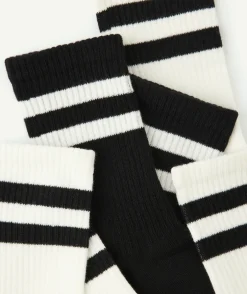Lot chaussettes enfant rayées noir et blanc
