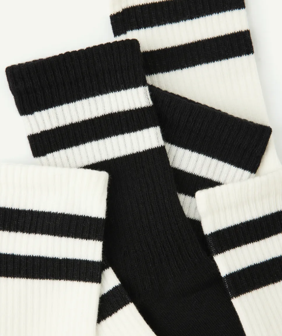 Lot chaussettes enfant rayées noir et blanc