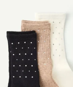 Lot 3 chaussettes fille à strass