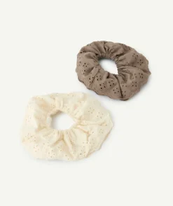 Lot chouchous fille broderie beige écru