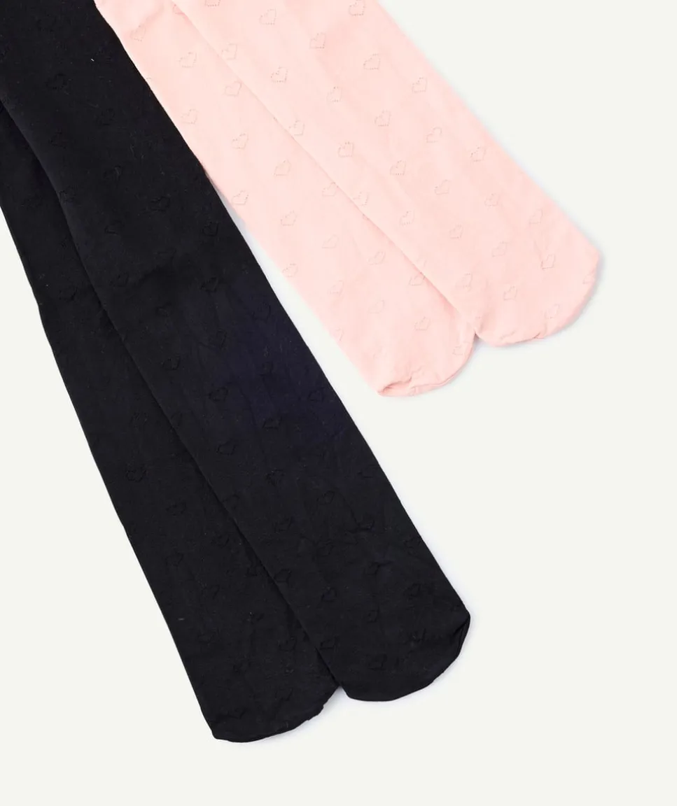 Lot 2 collants fille noir et rose fantaisie