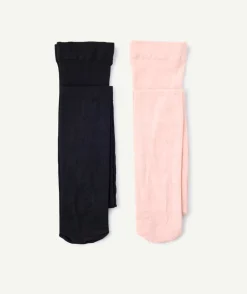 Lot 2 collants fille noir et rose fantaisie