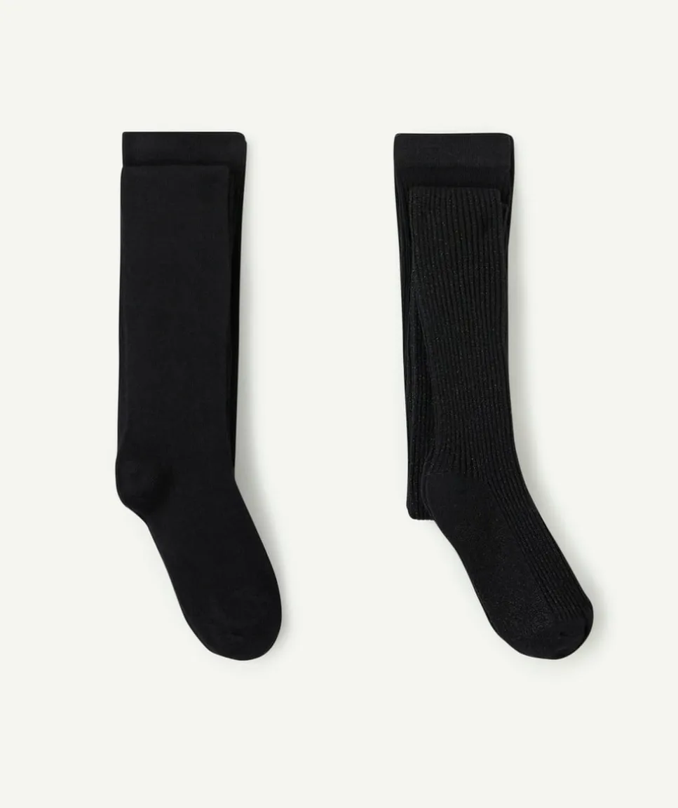 Lot 2 collants fille noirs unis