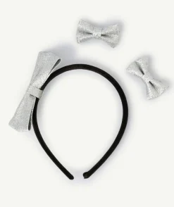 Lot de 3 accessoires cheveux pour fille couleur argentée
