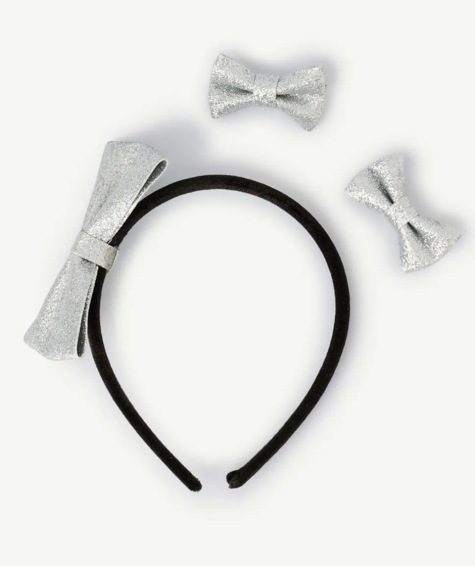 Lot de 3 accessoires cheveux pour fille couleur argentée