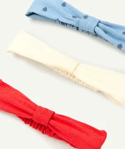 Lot de 3 bandeaux bébé fille en coton avec nœud imprimé et unis