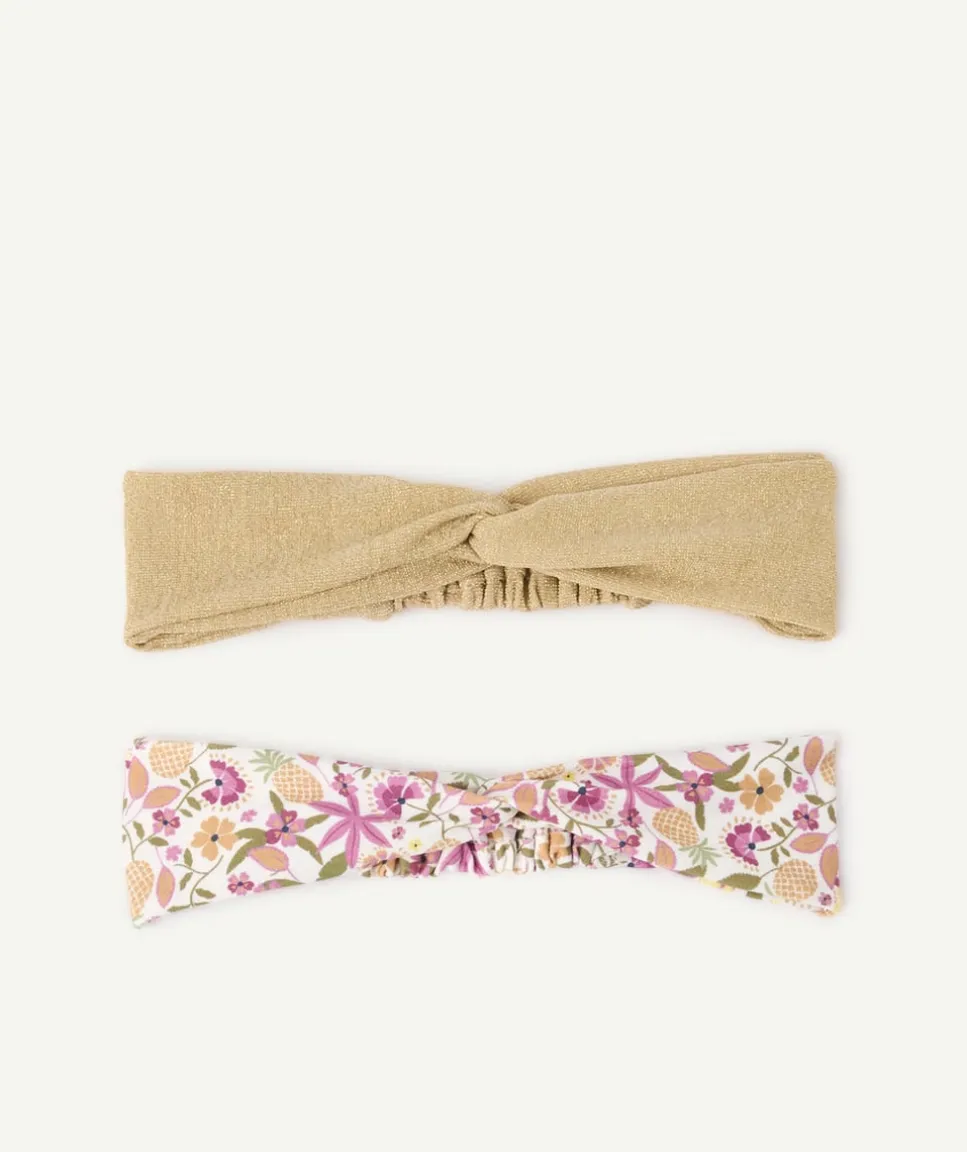 Lot de 2 bandeaux bébé fille imprimés et unis