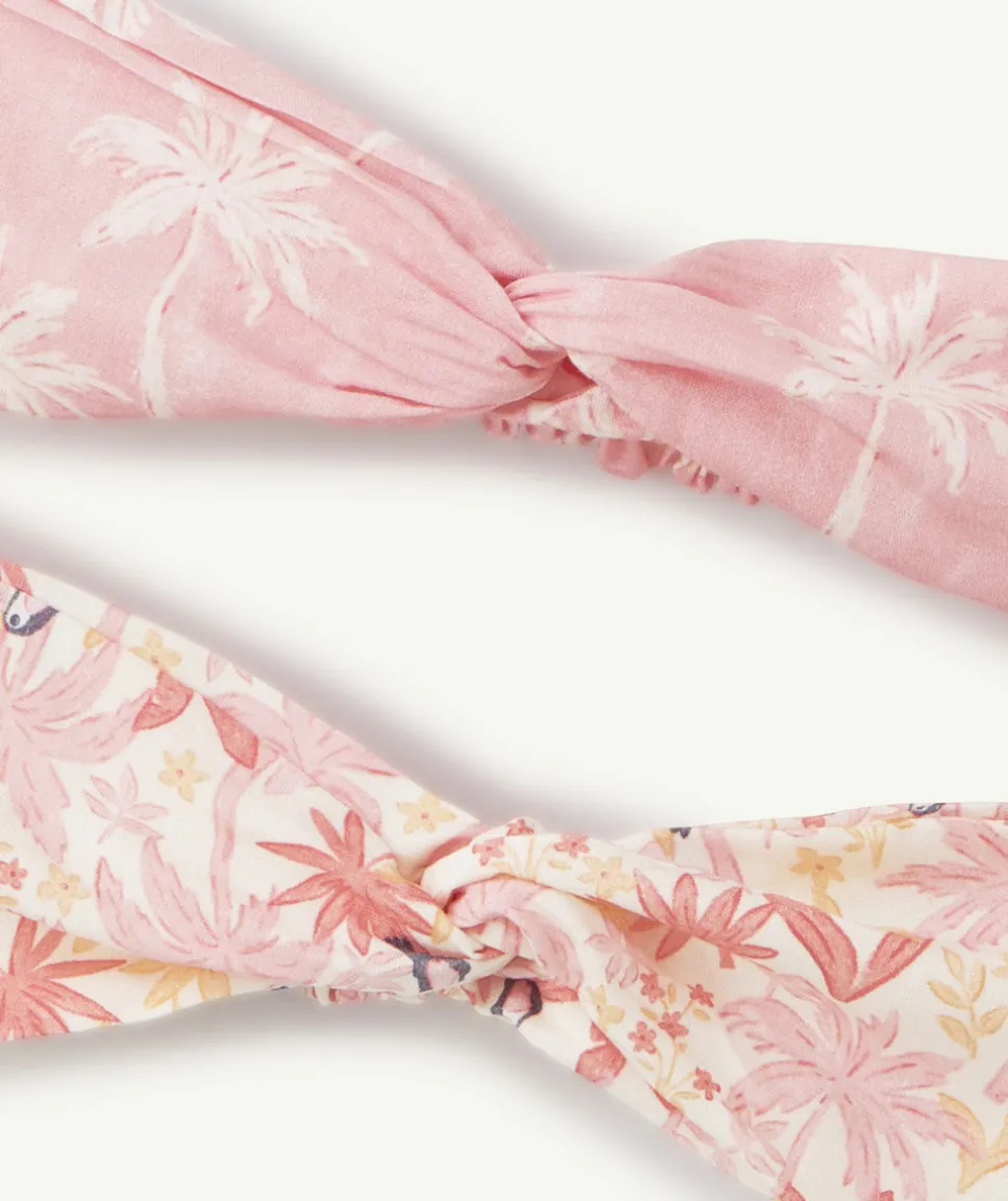 Lot de 2 bandeaux bébé fille imprimés rose