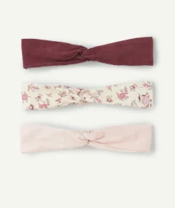 Lot de bandeaux bébé fille rose et bordeaux