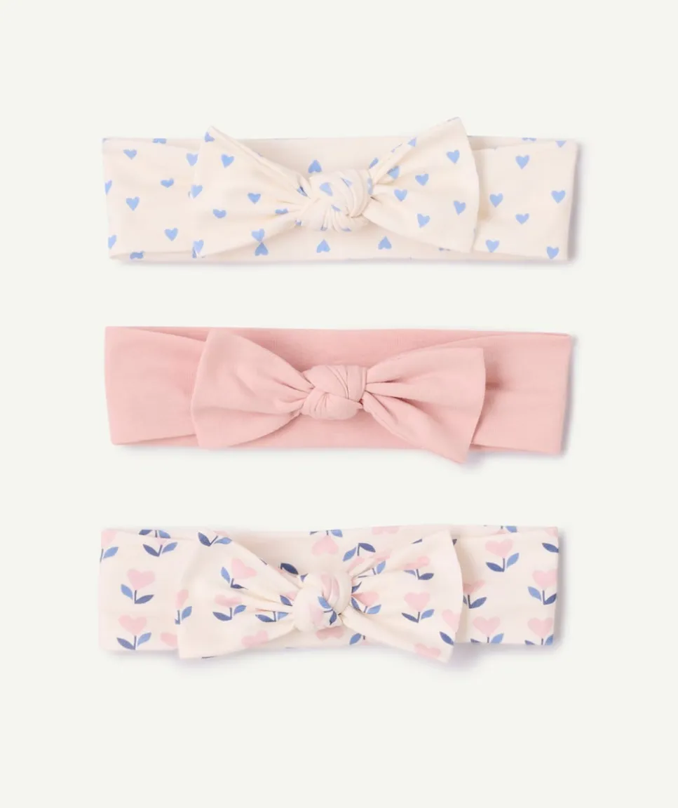 Lot de 3 bandeaux bébé fille roses et mprimés